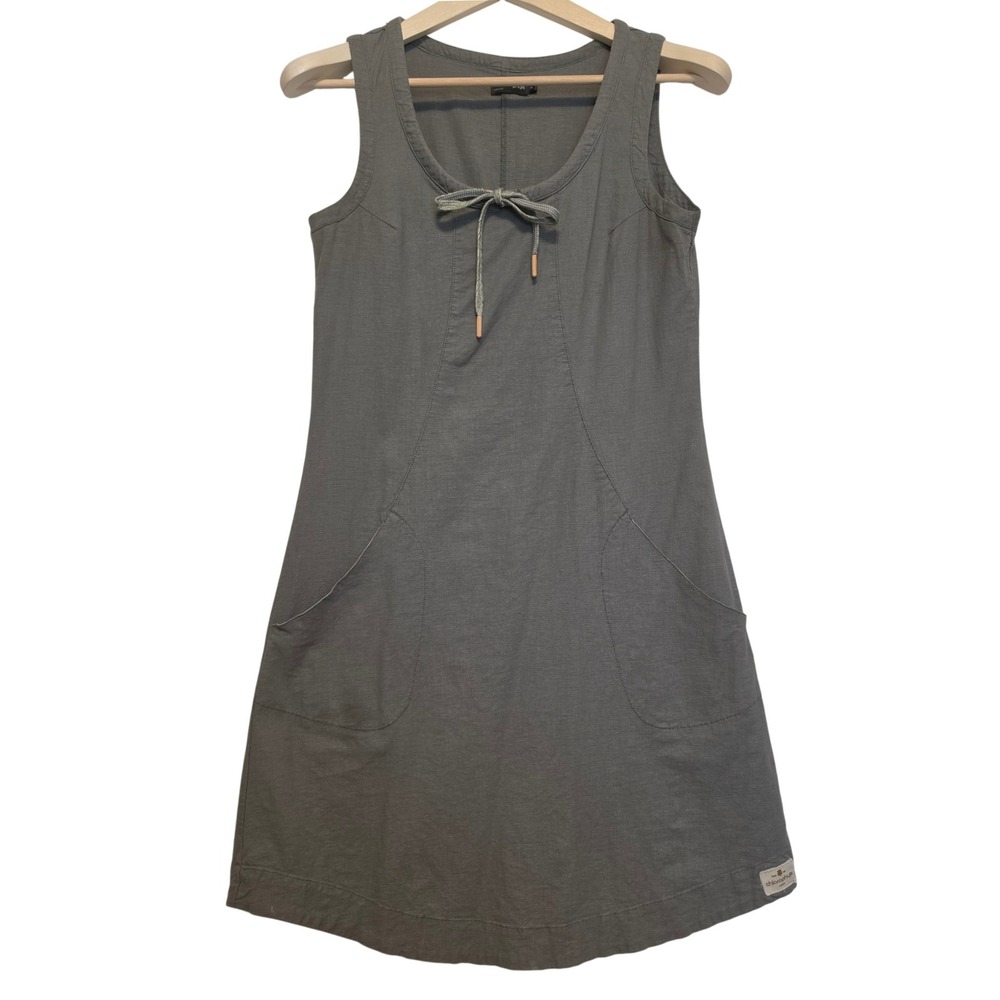 Chlorophylle Soyo Dress Linen Blend Sleeveless Pocket Olive Green Small S